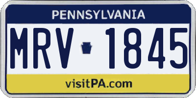 PA license plate MRV1845