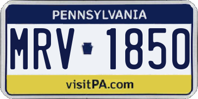 PA license plate MRV1850