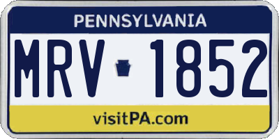 PA license plate MRV1852