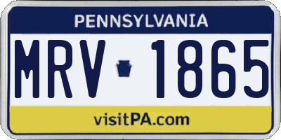 PA license plate MRV1865