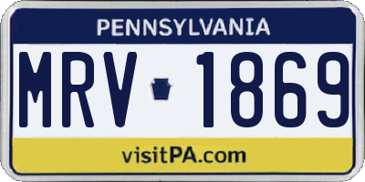 PA license plate MRV1869