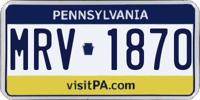 PA license plate MRV1870