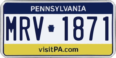 PA license plate MRV1871