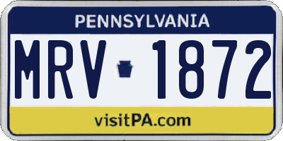 PA license plate MRV1872