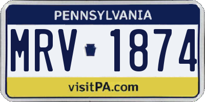 PA license plate MRV1874