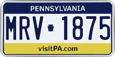 PA license plate MRV1875