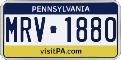 PA license plate MRV1880