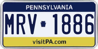 PA license plate MRV1886