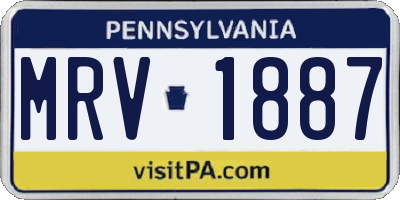 PA license plate MRV1887
