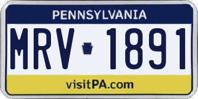 PA license plate MRV1891