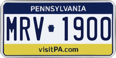 PA license plate MRV1900