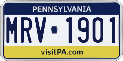PA license plate MRV1901