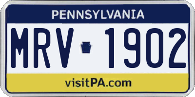 PA license plate MRV1902