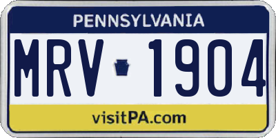 PA license plate MRV1904