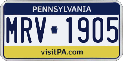 PA license plate MRV1905