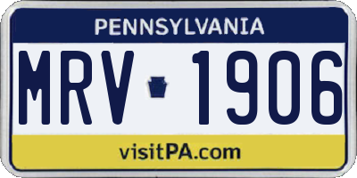PA license plate MRV1906