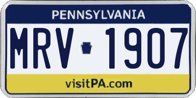 PA license plate MRV1907