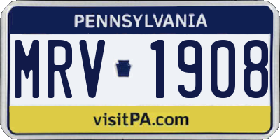 PA license plate MRV1908