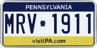 PA license plate MRV1911