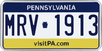 PA license plate MRV1913