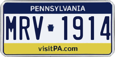 PA license plate MRV1914