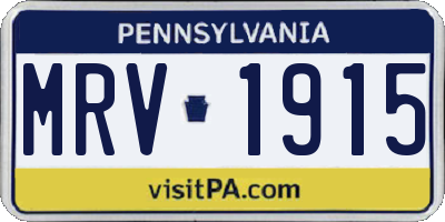 PA license plate MRV1915