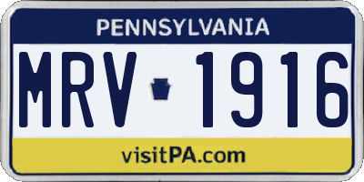 PA license plate MRV1916