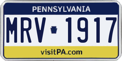 PA license plate MRV1917