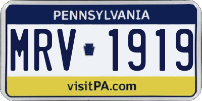 PA license plate MRV1919