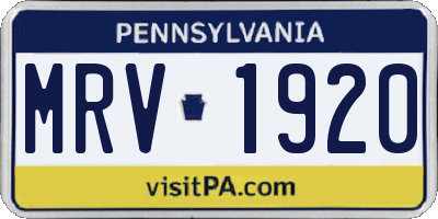 PA license plate MRV1920