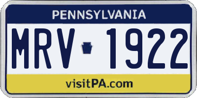 PA license plate MRV1922