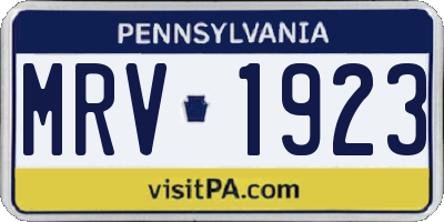 PA license plate MRV1923