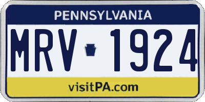 PA license plate MRV1924