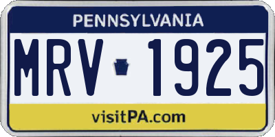 PA license plate MRV1925