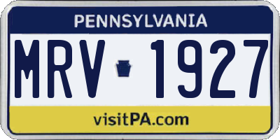 PA license plate MRV1927