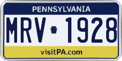 PA license plate MRV1928