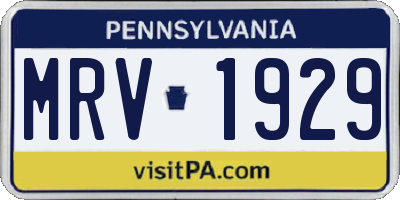 PA license plate MRV1929