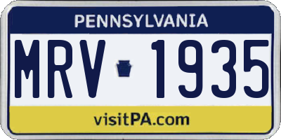 PA license plate MRV1935