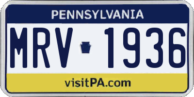 PA license plate MRV1936