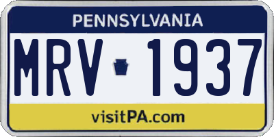 PA license plate MRV1937