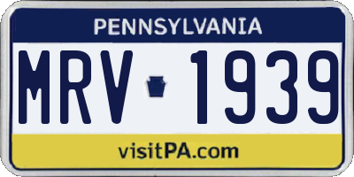 PA license plate MRV1939