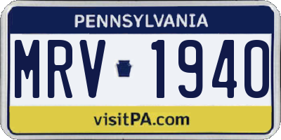 PA license plate MRV1940
