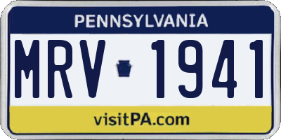 PA license plate MRV1941