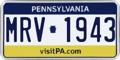 PA license plate MRV1943