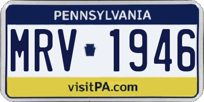 PA license plate MRV1946