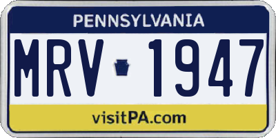 PA license plate MRV1947