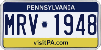 PA license plate MRV1948