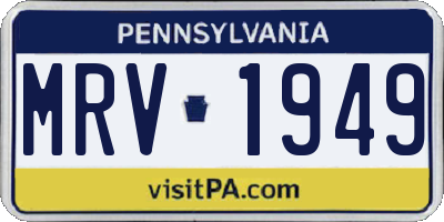 PA license plate MRV1949