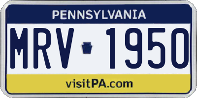 PA license plate MRV1950