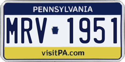 PA license plate MRV1951